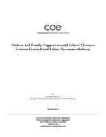 Student and family support around school closures : lessons learned and future recommendations
