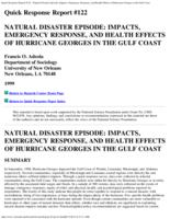 Natural disaster episode : impacts, emergency response, and health effects of Hurricane Georges in the Gulf Coast