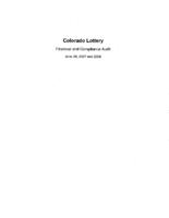 Colorado Lottery : financial and compliance audit, June 30, 2007 and 2006