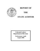 Colorado Lottery, Department of Revenue, performance audit