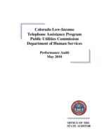 Colorado Low-income Telephone Assistance Program, Public Utilities Commission [and] Department of Human Services : performance audit