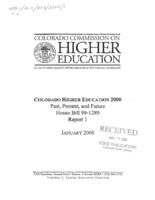 Colorado higher education 2000 : past, present, and future, House Bill 99-1289