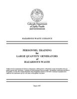 Personnel training for large quantity generators of hazardous waste
