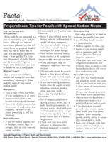 Preparedness, tips for people with special medical needs