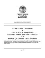 Personnel training & emergency response/preparedness and prevention for small quantity generators