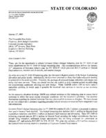 Governor Ritter's FY2009-10 budget balancing proposal. Cover Letter