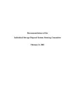 Recommendations of the Individual Sewage Disposal System Steering Committee