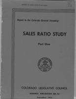 Sales ratio study : report to the Colorado General Assembly. Part One (Research Publication 78)