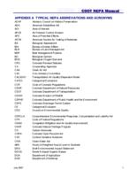 Colorado Department of Transportation National Environmental Policy Act (NEPA) manual. Appendix A: Typical NEPA Abbreviations and Acronyms