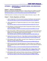 Colorado Department of Transportation National Environmental Policy Act (NEPA) manual. Appendix I: Memoranda of Understanding and Memoranda of Agreement