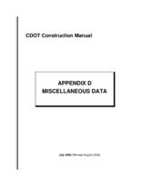 CDOT construction manual. Appendix D: Miscellaneous Data