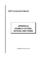 CDOT construction manual. Appendix B: Example Letters, Notices, and Forms