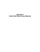 Final United States Highway 50 access control plan, west of Grand Mesa Avenue to State Highway 141A in Whitewater. Appendix K: Initial Public Open House Materials