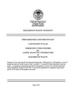 Preparedness and prevention, contingency plan, emergency procedures for large quantity generators of hazardous waste