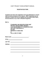 CDOT project development manual. Registration Form to receive manual updates
