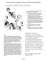 Colorado Developmental Disabilities Services accountability focus series. Outcomes of services and supports. Part 4: Community Inclusion