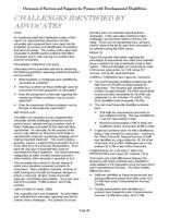 Colorado Developmental Disabilities Services accountability focus series. Outcomes of services and supports. Part 7: Challenges Identified by Advocates