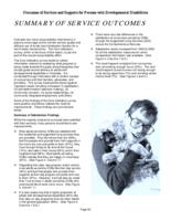 Colorado Developmental Disabilities Services accountability focus series. Outcomes of services and supports. Part 8: Summary of Service Outcomes