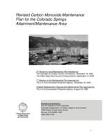 Revised carbon monoxide maintenance plan for the Colorado Springs attainment/maintenance area