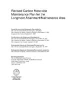 Revised carbon monoxide maintenance plan for the Longmont attainment/maintenance area