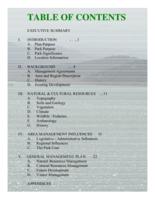 Trinidad Lake State Park : management plan update, 2001. Table of Contents