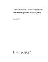 SB06-193 underground water storage study, final report. Report and Tables