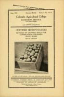 Certified seed potatoes : methods of growing, rules for certification, Colorado state rules