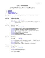 Laboratory manual of test procedures, 2010. Table of Contents