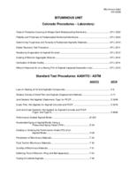 Laboratory manual of test procedures, 2010. Bituminous Index