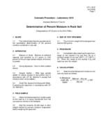 Laboratory manual of test procedures, 2010. Colorado Procedure L-4215: Standard Method of Test for Determination of Percent Moisture in Rock Salt