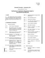 Laboratory manual of test procedures, 2010. Colorado Procedure L-5101: Standard Method of Test for Verification of Laboratory Equipment Used to Test Bituminous Mixtures