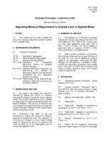 Laboratory manual of test procedures, 2010. Colorado Procedure L-5150: Standard Method of Test for Adjusting Moisture Requirement to Hydrate Lime in Asphalt Mixes