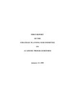 First report of the Strategic Planning Subcommittee on Academic Program Reform