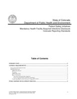 Patient safety initiatives mandatory health facility acquired infections disclosure, Colorado reporting standards