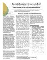 Implementation matters : a review of research on the influence on program outcomes and the factors affecting implementation