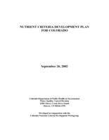 Nutrient criteria development plan for Colorado