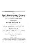 Concerning subjects investigated by the Experiment Station