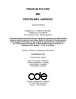 Financial policies and procedures handbook : budgeting, accounting, reporting, auditing, and investment for Colorado public school districts