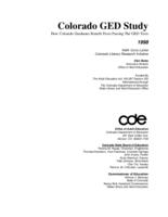 Colorado GED study : how Colorado graduates benefit from passing the GED tests