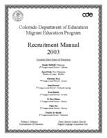 Recruitment manual, 2003