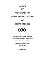 Manual of procedures for School Organization Act of 1992 as amended