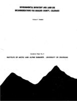 Environmental inventory and land use recommendations for Boulder County, Colorado