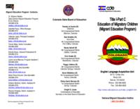 Title I-part C, education of migratory children : Migrant Education Program