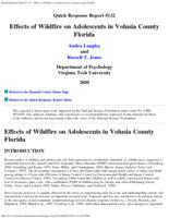 Effects of wildfire on adolescents in Volusia County Florida