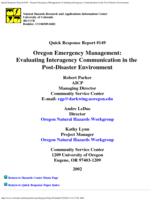 Oregon emergency management : evaluating interagency communication in the post-disaster environment