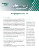 Advancing the quality of learning 2004 : self-study report. Executive Summary.
