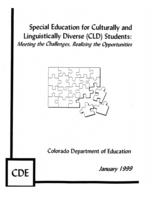 Special education for culturally and linguistically diverse (CLD) students : meeting the challenges, realizing the opportunities