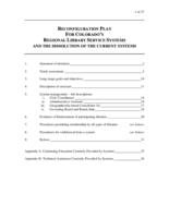 Reconfiguration plan for Colorado's regional library service systems and the dissolution of the current systems