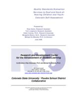 Quality standards evaluation services to deaf and hard-of-hearing children and youth : Colorado self-assessment