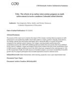 The effects of an online intervention program on math achievements in twelve southern Colorado school districts